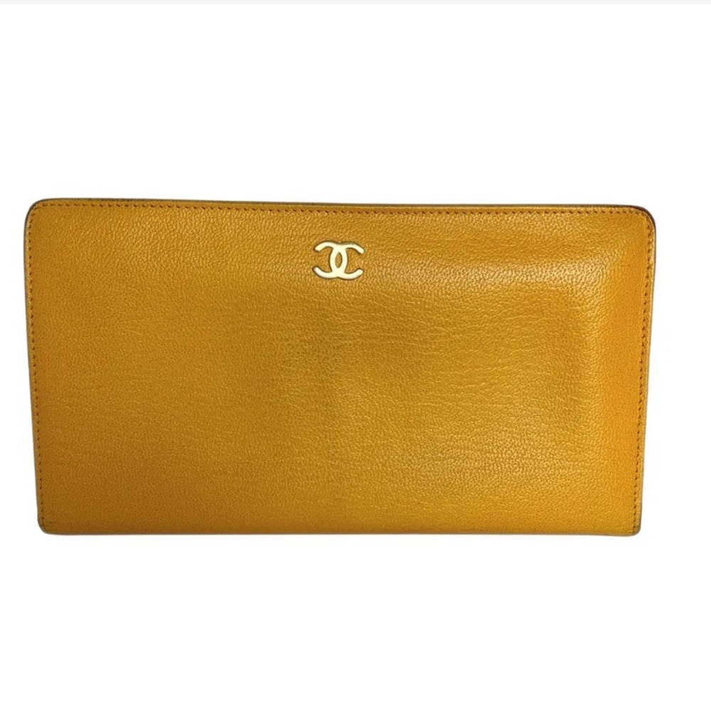 Vintage Chanel Mustard Leather Wallet
